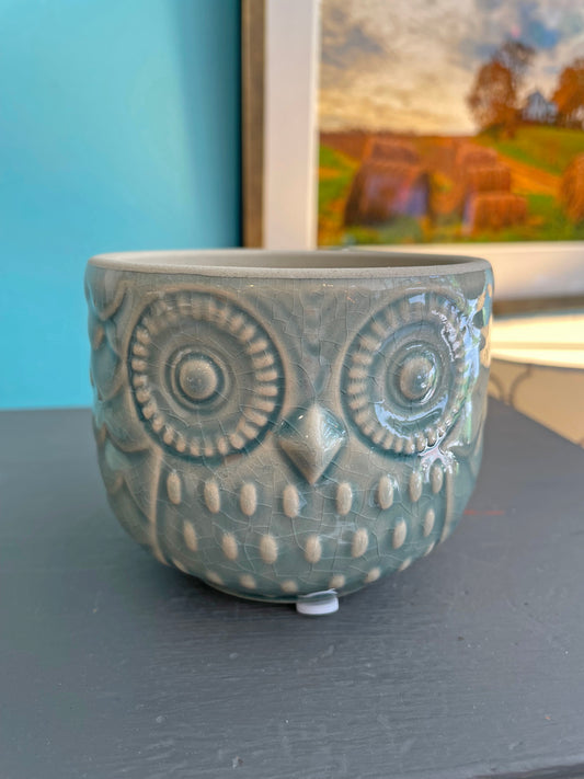 Decorative Stoneware Owl Container